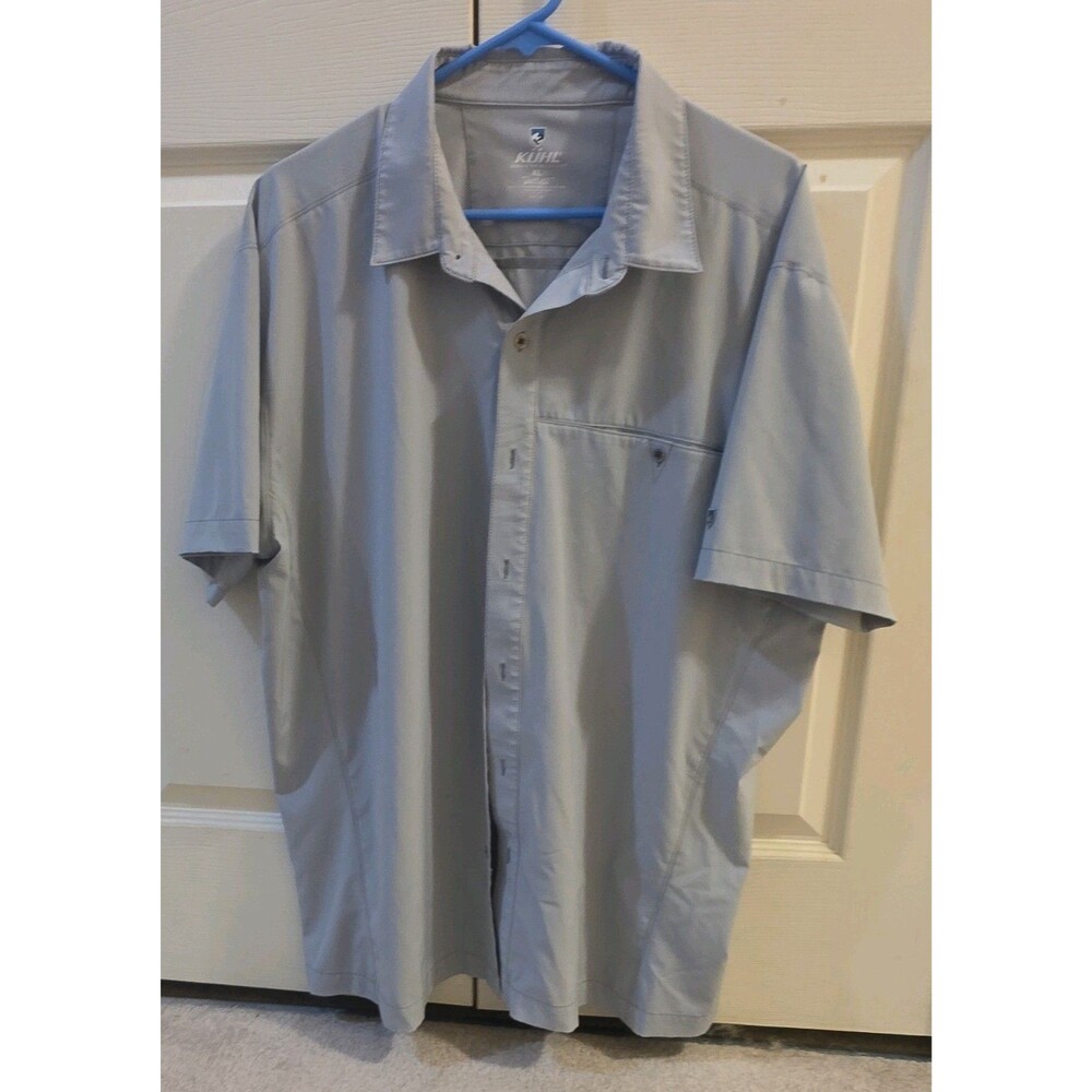 Kuhl Tufflex Men’s Gray Solid Short-Sleeve Button-Up Shirt w/ Pockets XL 3069
